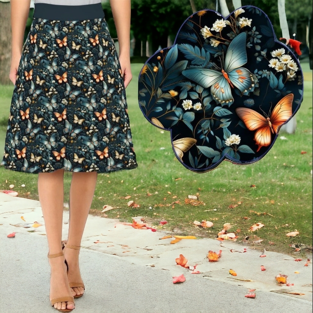 Cottage Butterfly print Swing Skirt